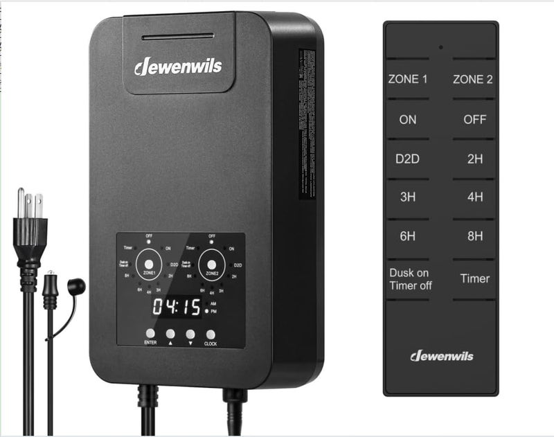 DEWENWILS 300W Low Voltage Landscape Transformer with 2 Zones, 120V AC to 15V DC, Low Voltage Transformer with Remote, Photocell Sensor & Timer, Outdoor Landscape Lighting for Spot Light Steplight - Image 1